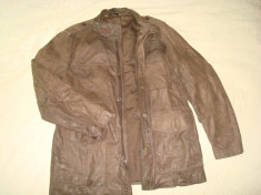 Geaca barbati, piele naturala, maro, tip Parka Army Style/fashion/casual/vintage foto