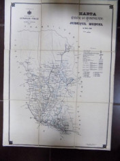 Harta cailor de comunicatie Judetul Muscel, 1908 foto