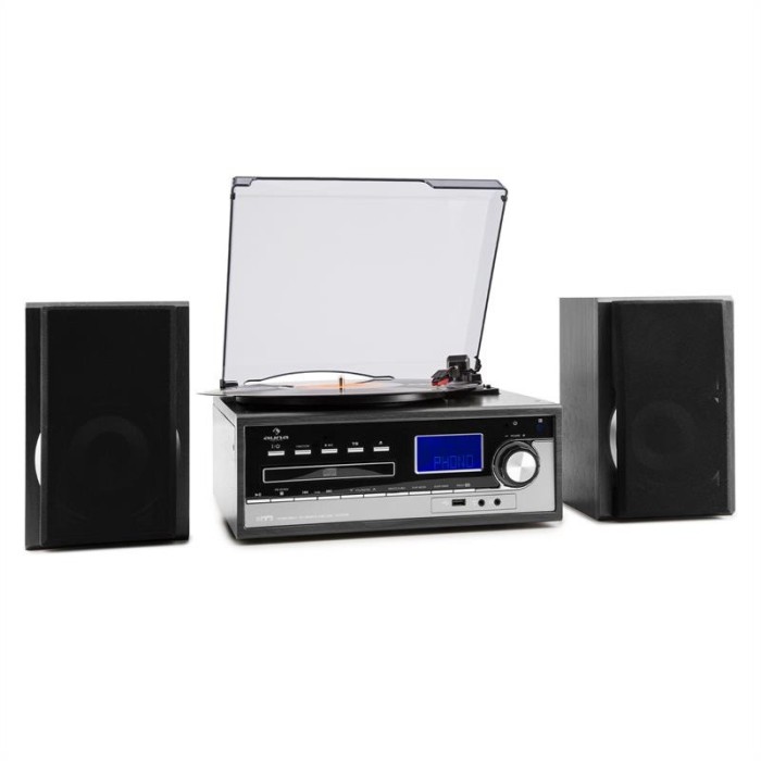 Auna Blackwood, sistem stereo, gramofon, codează USB MP3, CD, casete, FM, AUX foto mare Auna Blackwood, sistem stereo, gramofon, codează USB MP3, CD, casete, FM, AUX foto mare
