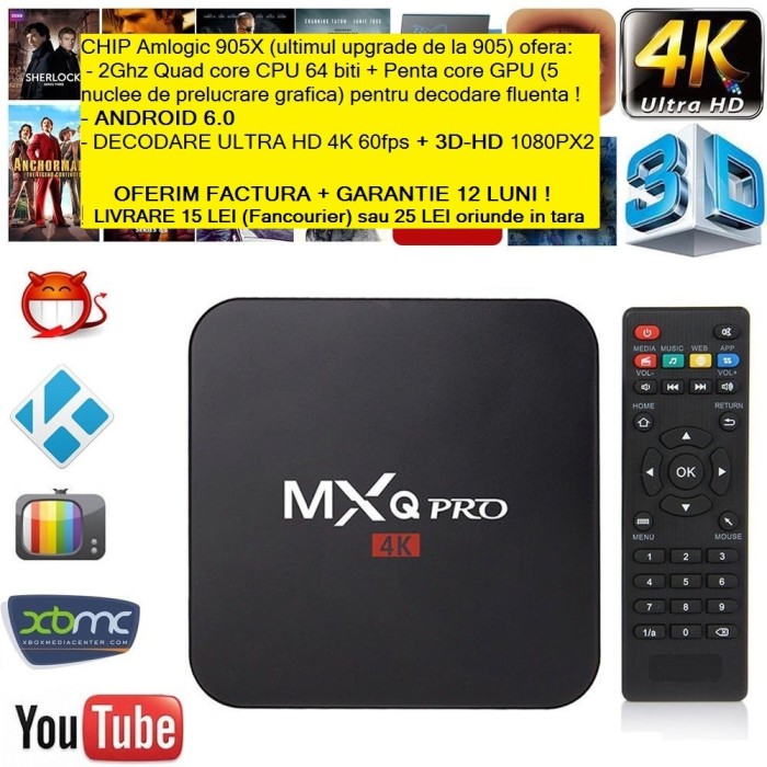Media player MXQ Pro 4K Amlogic S905X QuadCore 64-bit Android 6.0 TV Box Mini PC foto mare Media player MXQ Pro 4K Amlogic S905X QuadCore 64-bit Android 6.0 TV Box Mini PC foto mare