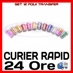 SET 12 FOLII TRANSFER - MANICHIURA UNGHII FALSE GEL UV - PRET MINIM foto