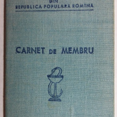 SOCIETATEA DE STIINTE MEDICALE DIN RPR - CARNET DE MEMBRU - 1958