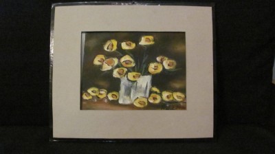 PVM - Tablou &amp;quot;Vas cu Flori Galbene&amp;quot; u / c semnat indescifrabil 2006 foto