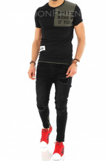 Tricou negru fashion - tricou barbati - tricou slim fit - 8248O P13-3 foto