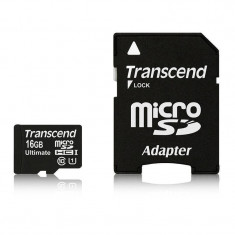 Card Transcend microSDHC 16GB Clasa 10 UHS-I 600x cu adaptor SD foto