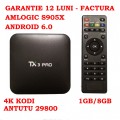 TV Box 4K TX3 Garantie 12 luni Quad Core 2.0 1GB DDR3 8GB, Android 6.0