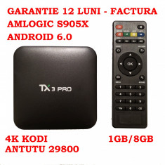 TV Box 4K TX3 Garantie 12 luni Quad Core 2.0 1GB DDR3 8GB, Android 6.0 foto