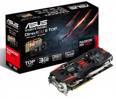 Placa video ASUS AMD R9280-DCT-3GD5, R9 280, PCI-E, 3072MB GDDR5, 384 bit, GPU Boost Clock : 980 MHz, 5200 MHz, 2*DVI, HDMI, DP, DirectCU II, bulk foto