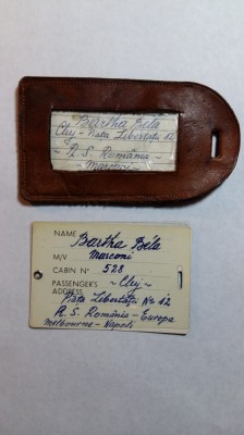 CALATOR DIN R.S.ROMANIA - VAPORUL MELBORNE - NAPOLI - ETICHETE DE INSOTIRE BAGAJ foto