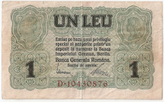 ROMANIA 1 LEU BGR 1917 VF foto