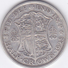 Moneda Marea Britanie 1/2 Crown 1928 KGV - KM#835 VF ( argint 14,138 grame)