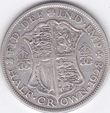 Moneda Marea Britanie 1/2 Crown 1928 KGV - KM#835 VF ( argint 14,138 grame) foto