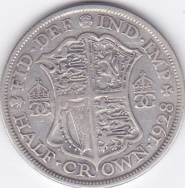 Moneda Marea Britanie 1/2 Crown 1928 KGV - KM#835 VF ( argint 14,138 grame)