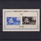 1943 Romania, LP 152- Crucea Rosie,colita nedantelata,cu eroare-MNH foto