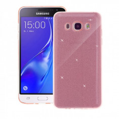 Husa capac 3 in 1 pentru Samsung J5 J510 2016 din silicon cu sclipici, roz foto