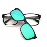 Ochelari Soare Polarizati Retro Style Cu Magnet Format Din 2 Bucati - Verzi, Femei, Sport, Protectie UV 100%