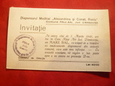 Invitatie la Bal al Dispensarului Medical Comuna Raul Alb jud.Dambovita 1946 foto