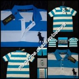 Tricou Barbati 5XL Ralph Lauren Dungi Albe-Turcoaz, Guler Polo Bumbac 100%, Colectie Noua, Marime Mare XXXXXL