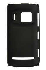 Husa tip capac plastic cauciucat neagra pentru telefon Nokia 808 PureView foto