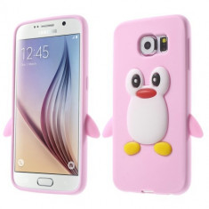 Carcasa protectie spate din silicon &amp;quot;pinguin&amp;quot; pentru Samsung Galaxy S6 G920 - roz deschis foto