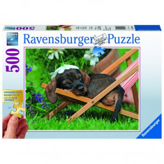 Puzzle Catel pe sezlong, 500 piese Ravensburger foto