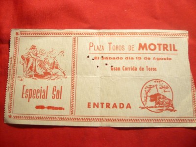 Reclama pt. Corida Almeria + Bilet intrare august 1970 foto