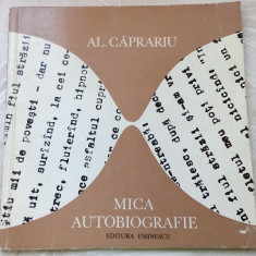 AL. CAPRARIU - MICA AUTOBIOGRAFIE (VERSURI, 1975/dedicatie pt VIRGIL TEODORESCU)