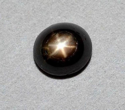 ~ SAFIR NATURAL NEGRU STELAT caboson 4,06 ct. certificat de autenticitate ! ! foto