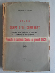 GEORGE P.DOCAN- STUDII DE DREPT CIVIL COMPARAT,1926,TRANSILVANIA,AUSTRIA,UNGARIA foto