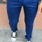 Pantaloni eleganti barbati casual albastri conici slim fit