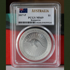 Australia / 1$ Kangaroo 2017-P / 1 Oz. 999 Silver / PCGS MS69 foto