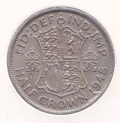 Moneda Marea Britanie 1/2 Crown 1948 KGVI - KM#866 VF+ foto