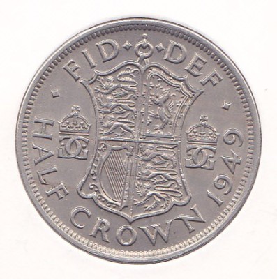Moneda Marea Britanie 1/2 Crown 1949 KGVI - KM#866 XF++ foto