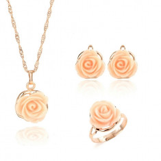 Set aur 18k - Trandafir/Rose - Roz/Femeie/Placat/Tipla/Cutie cadou! foto