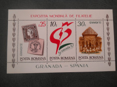 1992 LP 1283 EXPOZITIA MONDIALA DE FILATELIE GRANADA-SPANIA&amp;#039;92 foto