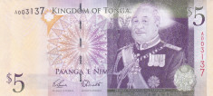 Bancnota Tonga 5 Pa&amp;#039;anga (2009) - P39a UNC foto