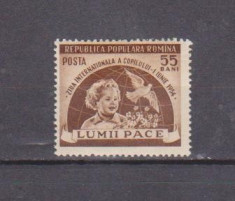 ROMANIA 1954 , LP 369 , ZIUA INTERNATIONALA A COPILULUI , MNH foto