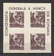 Romania.1947 Confederatia Generala a Muncii P.A. bloc 4 XR.130 foto