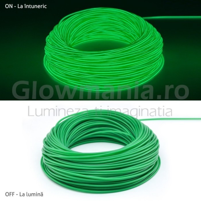 Fir cu lumina ambientala auto neon decorativ flexibil verde 3 m cu invertor Fir cu lumina ambientala auto neon decorativ flexibil verde 3 m cu invertor