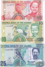 Bancnota Gambia 5, 10, 25, 50 si 100 Dalasis (2013) - P25b-29b UNC (5 bancnote) foto