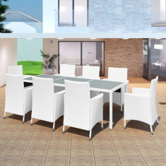 Set mobilier de gradina din poliratan 17 piese, alb crem foto