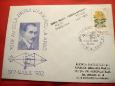 Plic special Aviatie -70 Ani de la zborul lui Vlaicu la Arad ,stamp.liniara foto