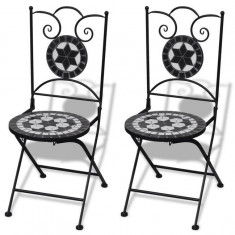 Set de 2 scaune din mozaic, culoare negru ?i alb foto
