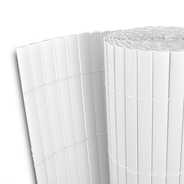 Gard pentru grădină Alb 150 x 300 cm PVC Față dublă 12 mm foto mare Gard pentru grădină Alb 150 x 300 cm PVC Față dublă 12 mm foto mare