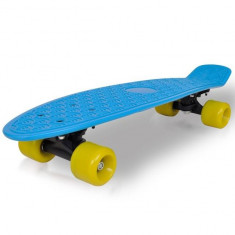 Skateboard retro cu placa albastra ?i ro?i galbene foto