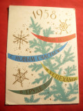 Felicitare de Anul Nou 1957 URSS, Circulata, Printata