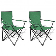 Set 2 scaune pliabile de camping, Verde foto