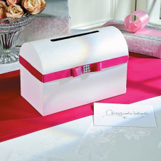 Caseta de nunta Card cu Hot Pink Bow foto