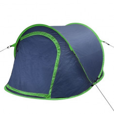 Cort pentru camping, 2 persoane, bleumarin / verde foto