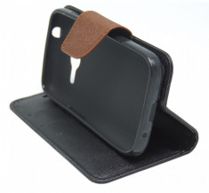 Husa tip carte neagra (clapeta maro) pentru Samsung Galaxy S Duos 3 (SM-G313H) / Samsung Galaxy Trend 2 Lite (SM-G318H) / Galaxy V Plus (SM-G318) foto